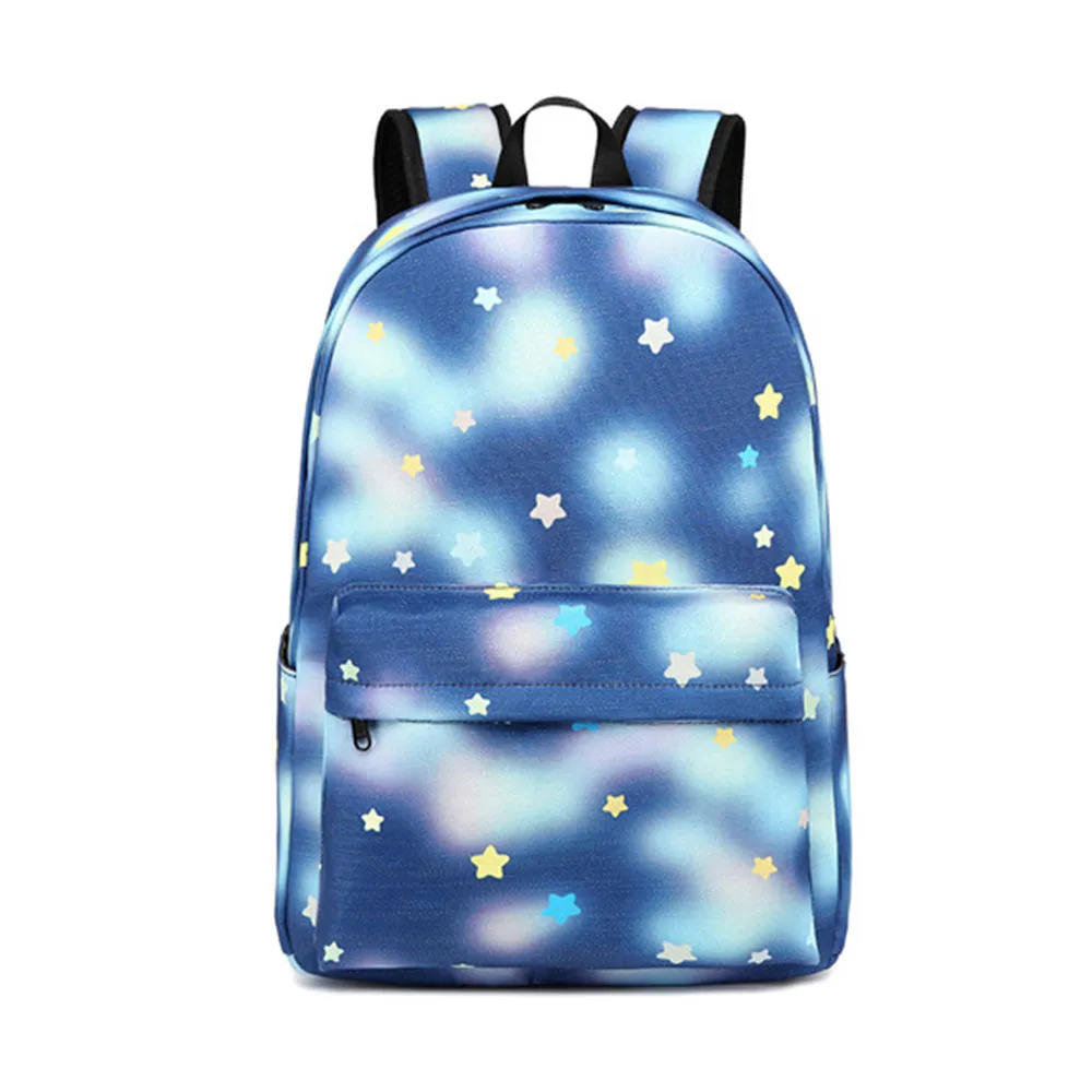 3 Pcs Girls Backpack Set Bookbag Star Prints Junior Schoolbag with Lunch Box