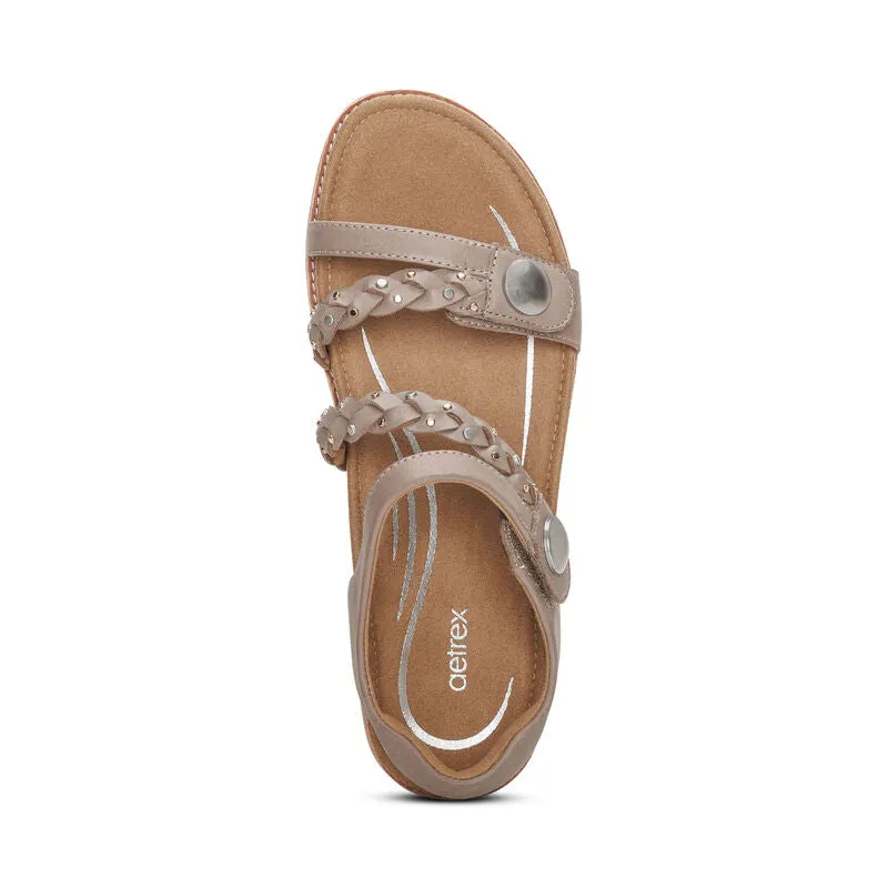 Aetrex Jenn Adjustable Taupe Sandal