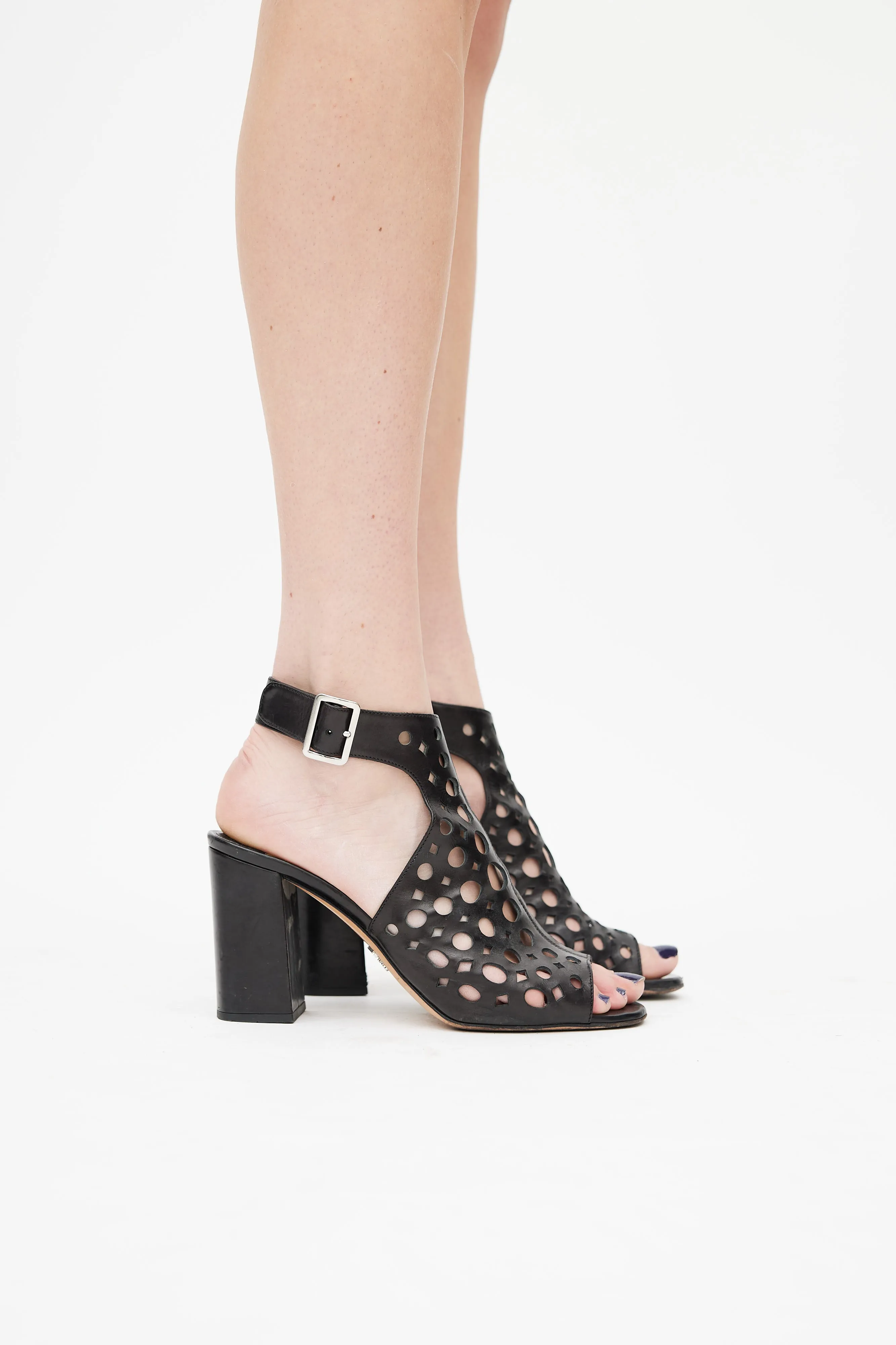 Black Eyelet Cut Out Sandal