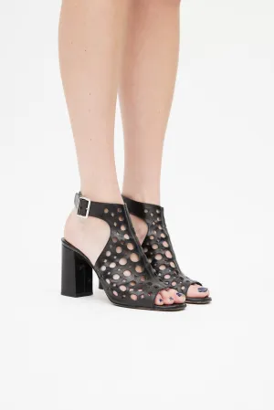 Black Eyelet Cut Out Sandal