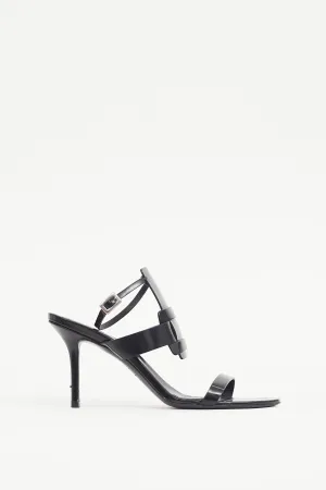 Black Patent Leather Buckle Sandal