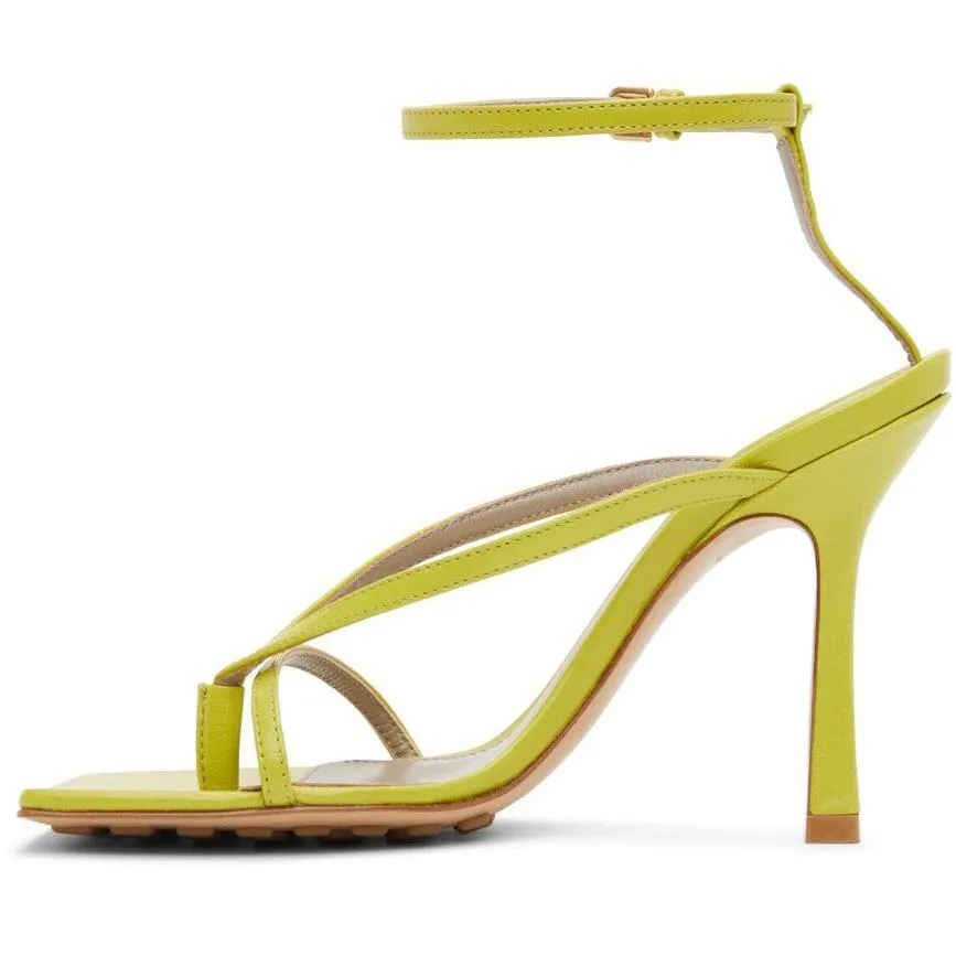 Bottega Veneta Green Strappy Stretch Heeled Sandals