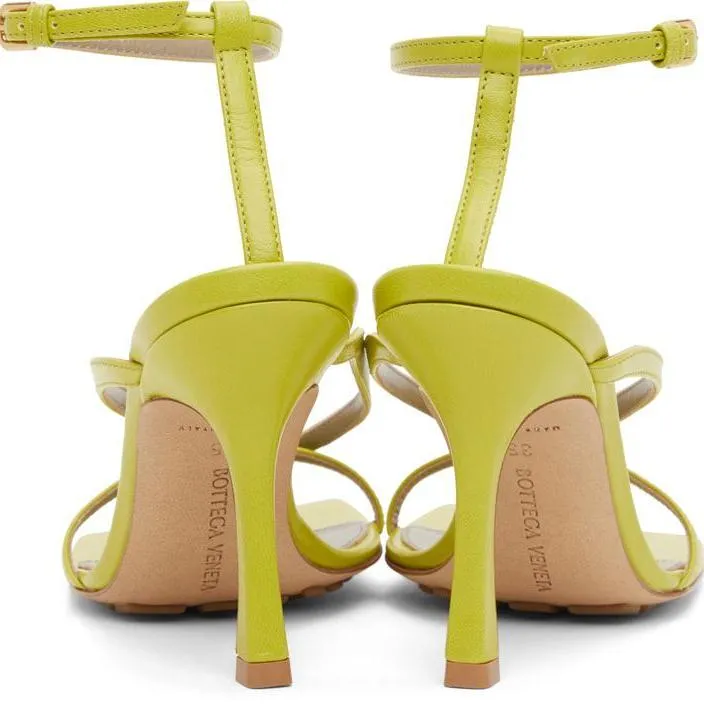 Bottega Veneta Green Strappy Stretch Heeled Sandals