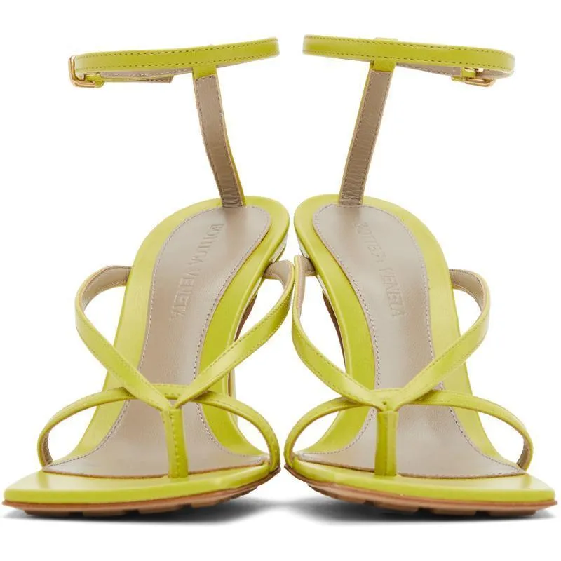 Bottega Veneta Green Strappy Stretch Heeled Sandals