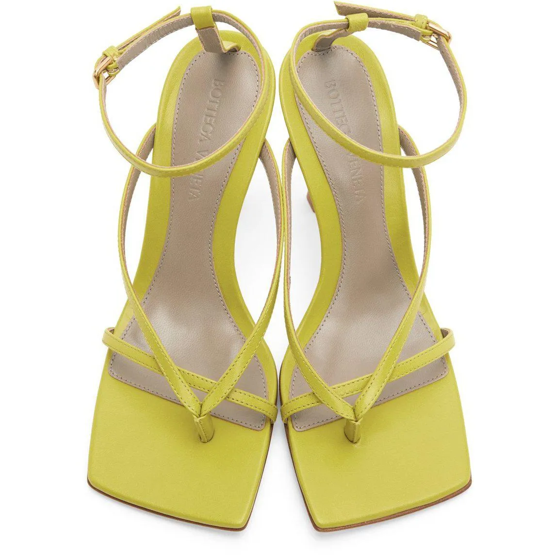 Bottega Veneta Green Strappy Stretch Heeled Sandals