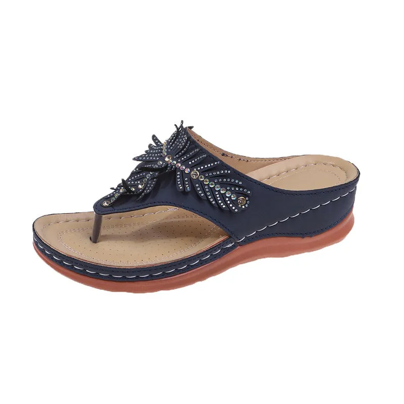 Women Casual Sandals, Crystal Rome Fashion Clip Toe Slippers