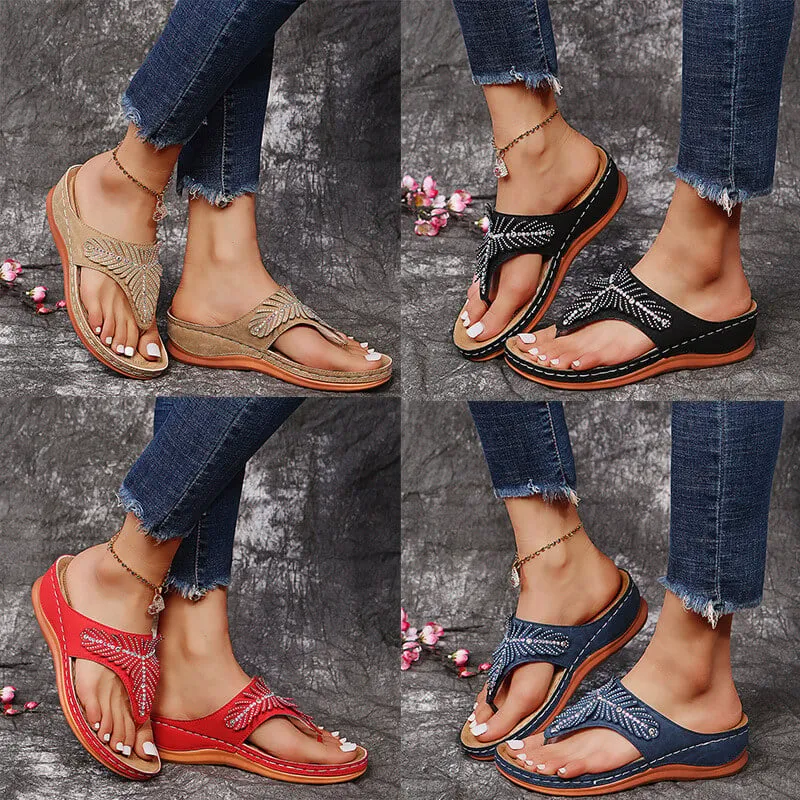 Women Casual Sandals, Crystal Rome Fashion Clip Toe Slippers