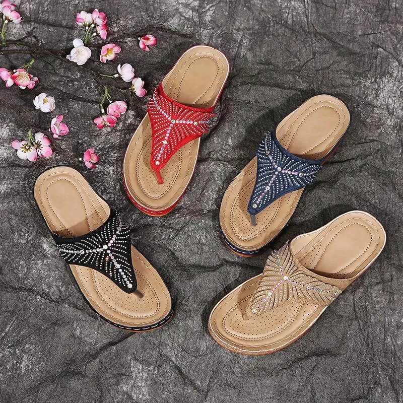 Women Casual Sandals, Crystal Rome Fashion Clip Toe Slippers