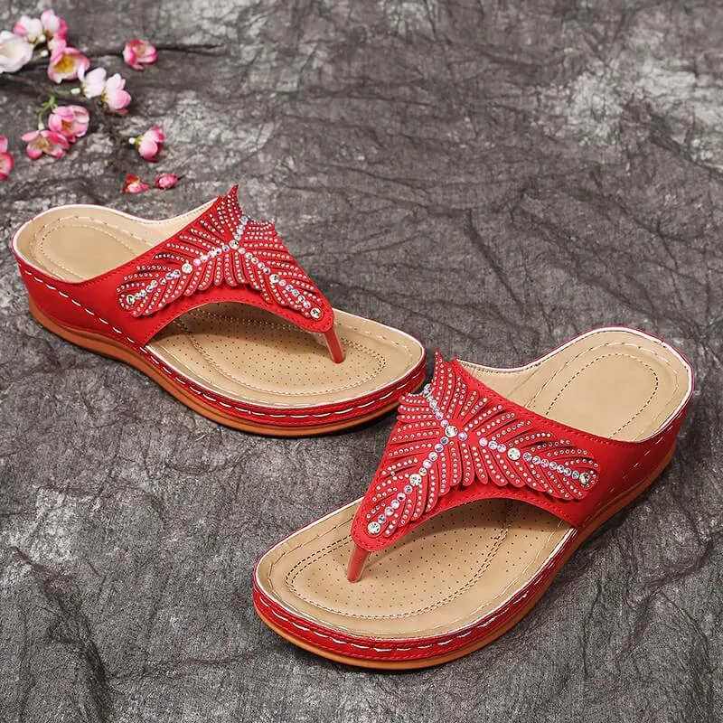 Women Casual Sandals, Crystal Rome Fashion Clip Toe Slippers