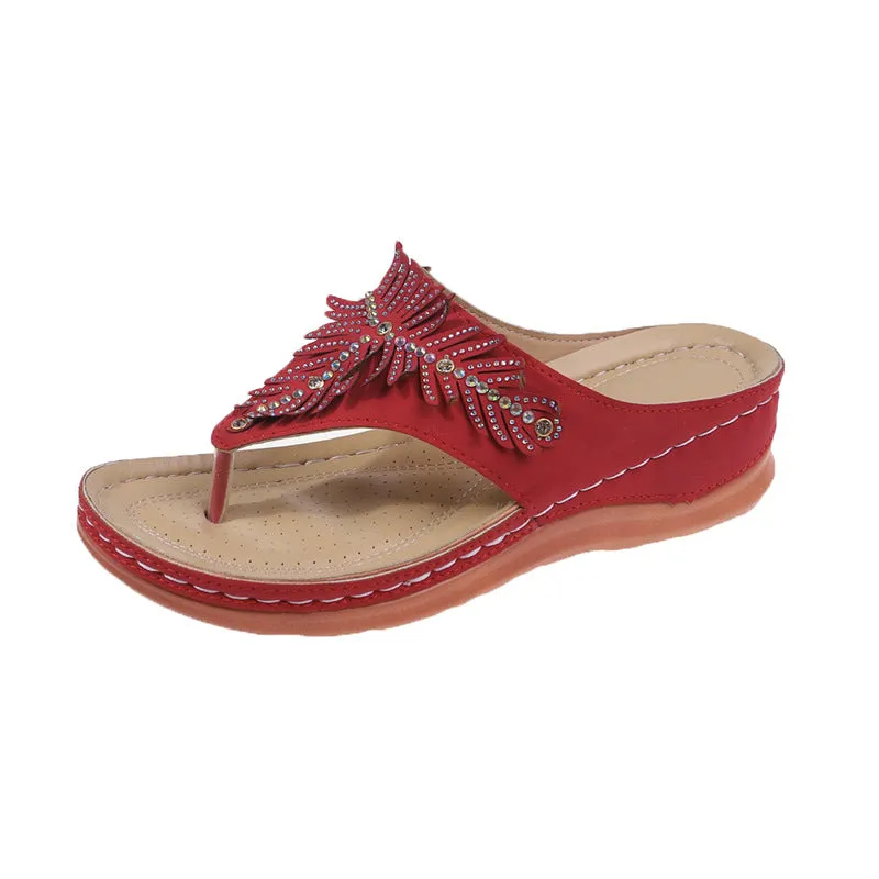 Women Casual Sandals, Crystal Rome Fashion Clip Toe Slippers