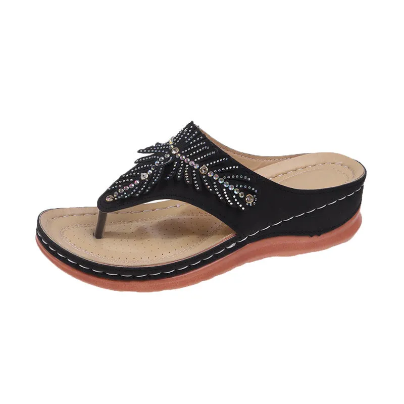 Women Casual Sandals, Crystal Rome Fashion Clip Toe Slippers