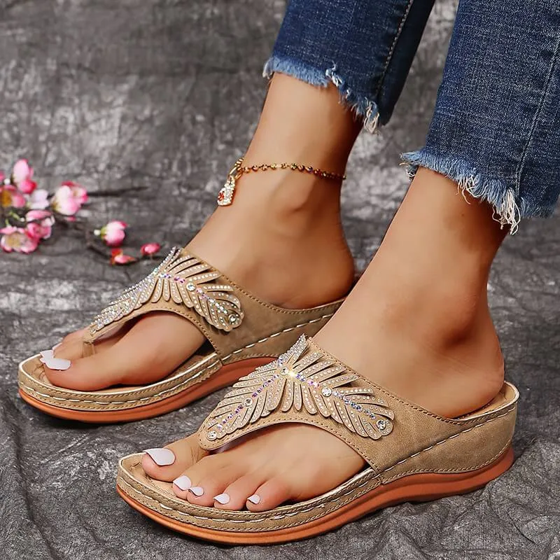 Women Casual Sandals, Crystal Rome Fashion Clip Toe Slippers
